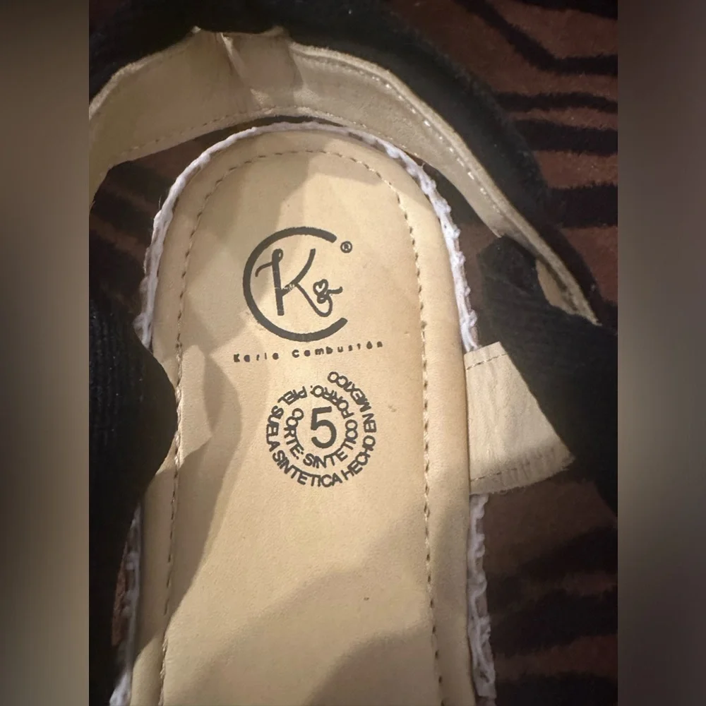 Yellow Espadrille Platforms with Black Embroidered Strap